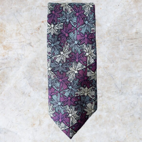 MC Escher Dragonfly Design The Boxelder Company Men's Silk Neck Tie - Picture 1 of 7